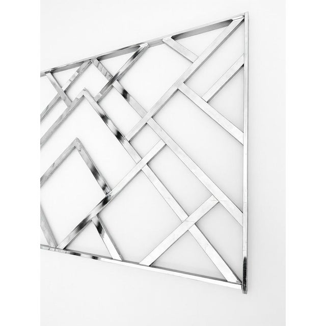 Mid-Century Modern Regency Chrome Dia Fretwork King Headboard Mid Century Modern Glam Mod 1970s For Sale - Image 3 of 4