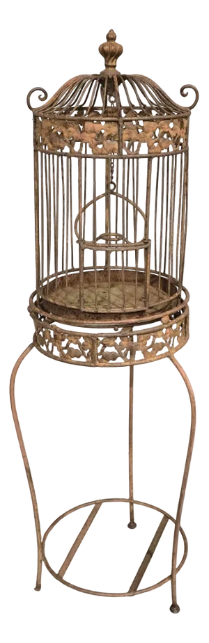 Victorian Cast Iron Bird Cage on Stand, 1880s
