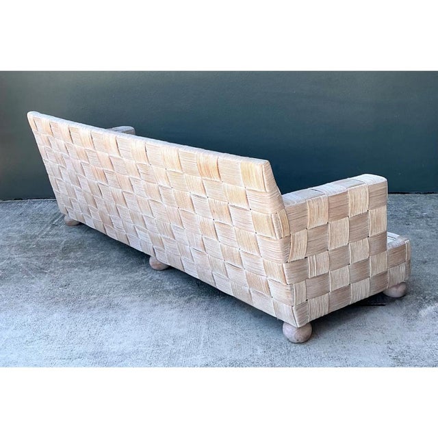 Vintage Rattan Woven Sofa After John Hutton for Donghia For Sale - Image 9 of 12