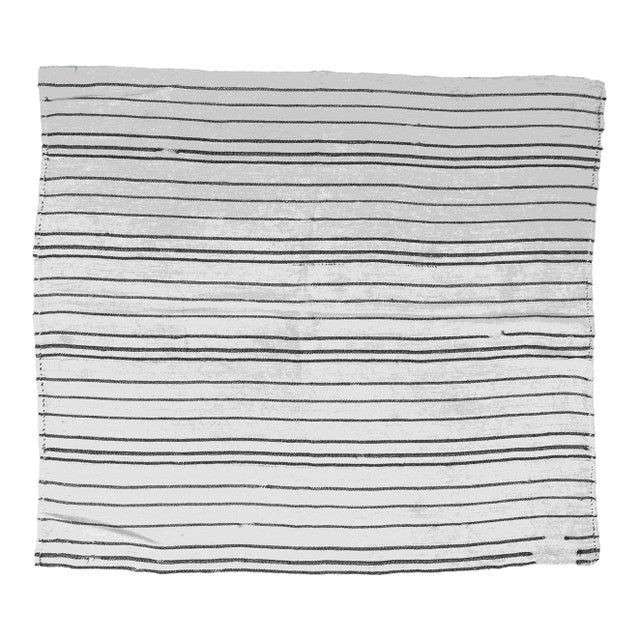 Striped Vintage Turkish Hemp Kilim Rug - 5`6" X 6`1" For Sale