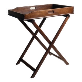Vintage Wood Butler's Tray Table & Stand For Sale