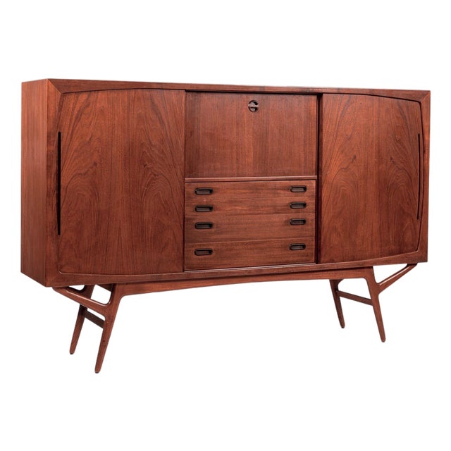 Mid Century Danish Teak Tall Sideboard or Bar Cabinet by Harry Ostergaard For Sale