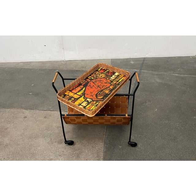 Mid-Century Modern German Serving Cart with Tray, 1960s, in Very Good conditions. Designed 1960 to 1969
