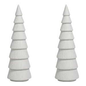 Matte White Holiday Tree Sculptures, Set of 2, 4" x 12"