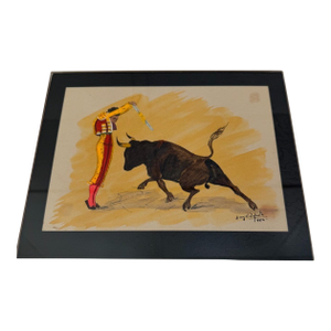 Vintage Angel Zapata Original Painting 1956 Bullfighting Matador Watercolor Signed