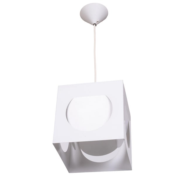 1960s Square Metal Pendant Lamp by Shogo Suzuki for Orno, Finland, 1960s For Sale - Image 5 of 12