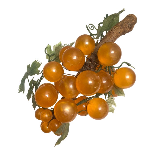 Vintage Mid-Century Gold Italian Large Lucite Grape Cluster For Sale