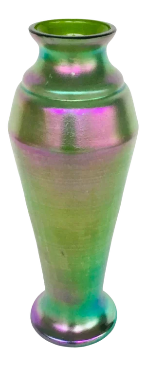 Vintage 1930’s Green Iridescent Kralik Czech Art Glass Vase