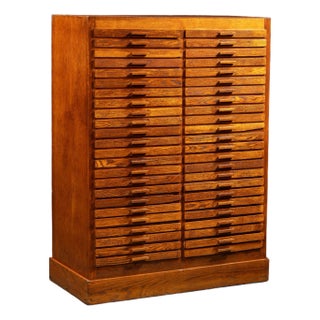 Antique Oak 48-Drawer Index Cabinet For Sale