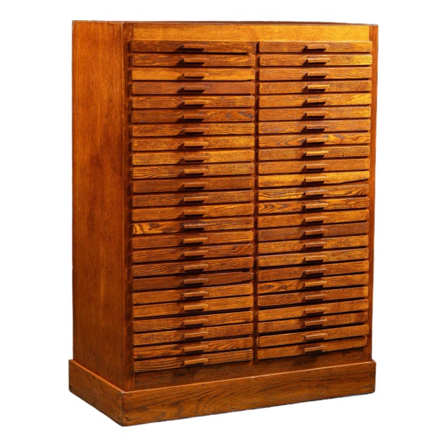 Antique Oak 48-Drawer Index Cabinet For Sale