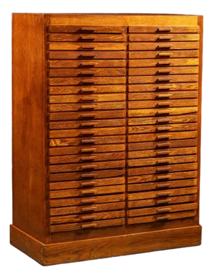 Antique Oak 48-Drawer Index Cabinet