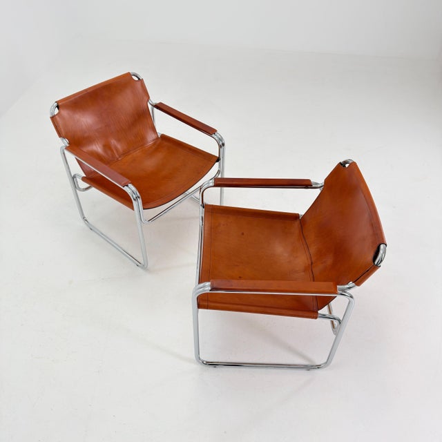 Mid-Century Modern Italian Leather and Chrome Lounge Chairs Jox Interni, 1970s For Sale - Image 12 of 18