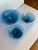 Mid-Century Modern 1990s Mid Century Modern Style Hand Blown Art Glass Pedestal Bowls in a Beautiful Blue Color. Signed and Dated on Each Bowl. - Set of 3 For Sale - Image 3 of 3