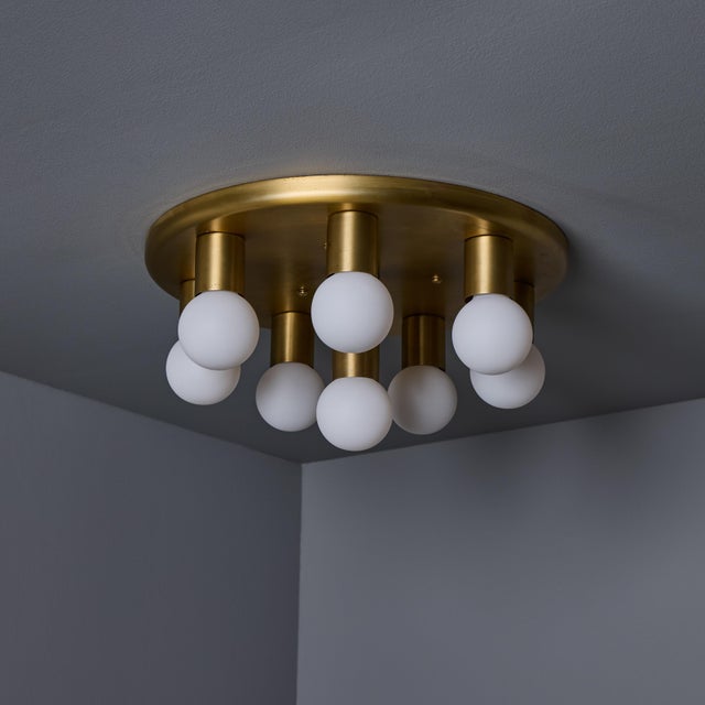 1970s Brass 8-Bulb Flush Mount Attributed to Gaetano Sciolari For Sale - Image 15 of 16