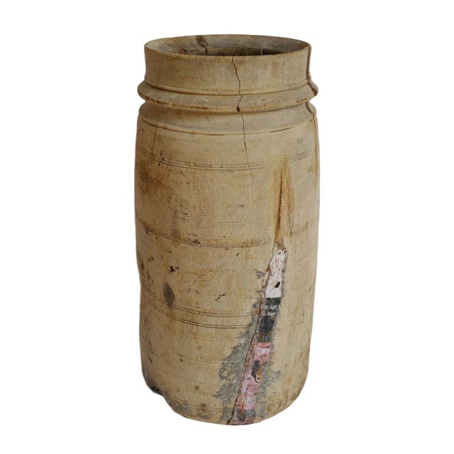 Vintage Old India Wood Lassi Pot For Sale In Los Angeles - Image 6 of 6