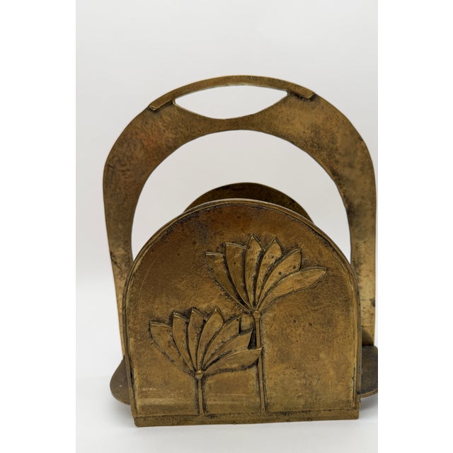Floral Brass Magazine Rack, 1920s For Sale - Image 3 of 9