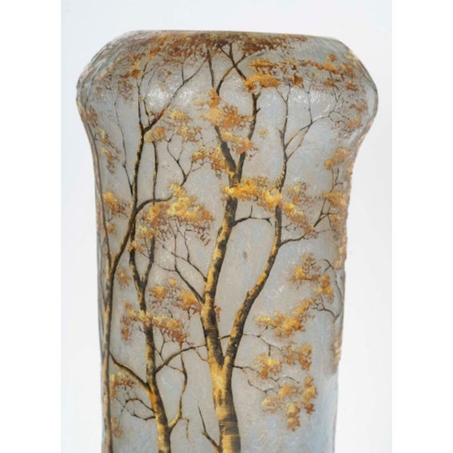 Glass Vase with Wooded Lakeside Landscape from Daum Nancy, France, 1890s For Sale - Image 4 of 8