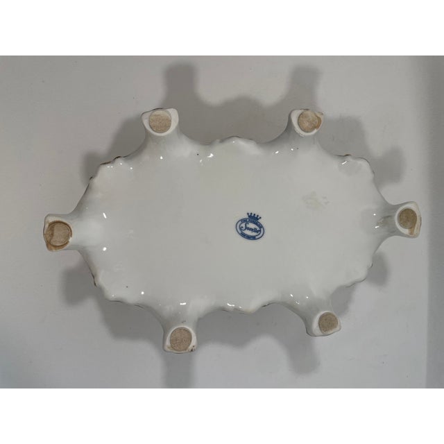 Mid 20th Century French Sorelle Gilded Porcelain Footed Jardiniere Cachepot For Sale - Image 13 of 16