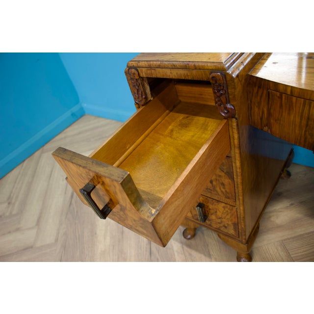 Brown Art Deco Walnut and Walnut Veneer Dressing Table, 1930s For Sale - Image 8 of 12