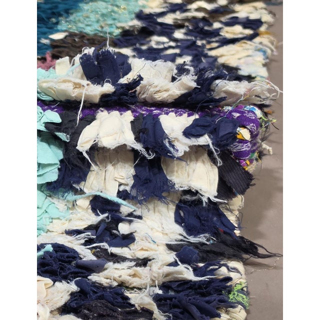 Abstract Moroccan Boucherouite Rag Rug - 7.7 X 3.7 Ft For Sale - Image 3 of 6