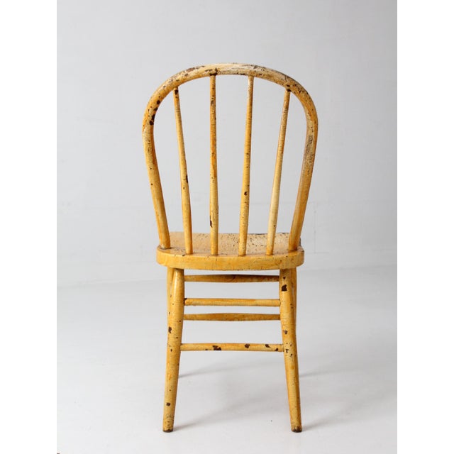Wood Antique Yellow Painted Windsor Style Chair For Sale - Image 7 of 14