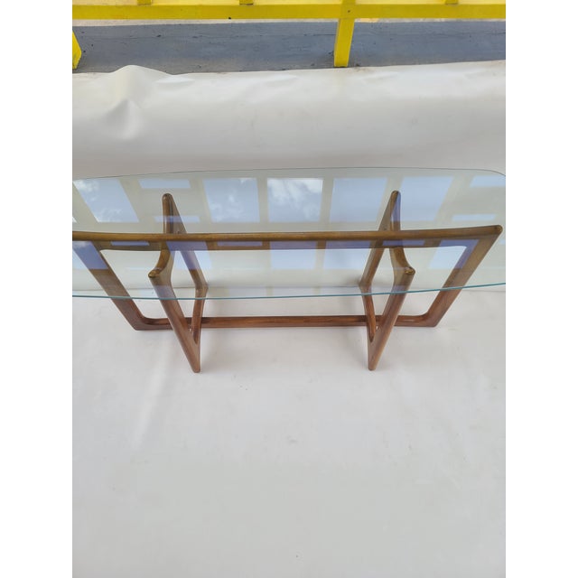 1960s Solid Walnut Console Table designed by Adrian Pearsall for Craft Associates. Sculpted Walnut Base adds a dramatic...