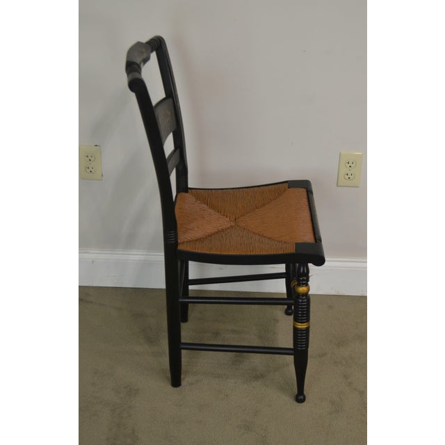 Authentic Hitchcock Nichols & Stone Pair Black and Gold Stenciled Rush