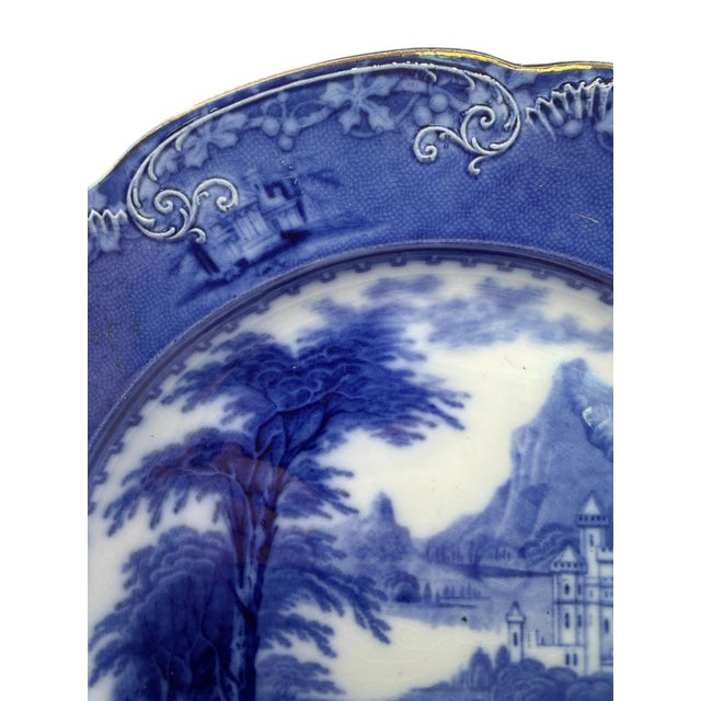 Antique Charles Meigh & Son Jenny Lind Flow Blue Charger, England C. 1855 For Sale - Image 4 of 4