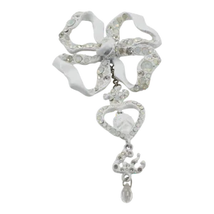 Christian Lacroix Paris White Enamel Bow Pin Brooch