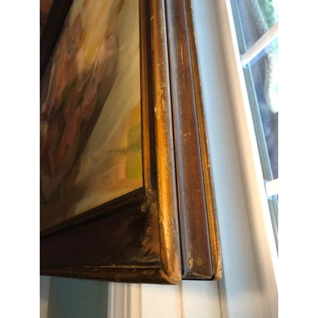 Large Picasso Style Mid-Century Modern Oil on Board of Women For Sale - Image 11 of 13