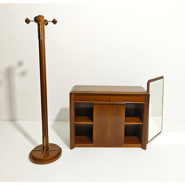 Contemporary Vintage Wooden Coat Hanger with Mirror and Cabinet, 1960s, Set of 3 For Sale - Image 3 of 18