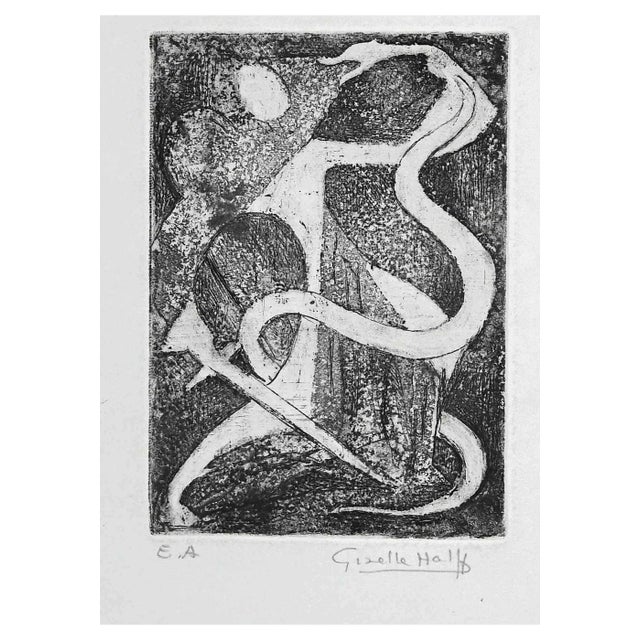 Giselle Halff, Knight Fighting with Serpent, Original Etching, 1950s For Sale