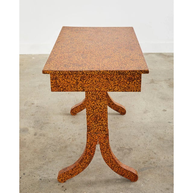 Wood English Regency Style Table Lacquer Speckled by Artist Ira Yeager For Sale - Image 7 of 13