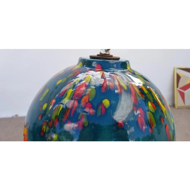 Vintage Mid-century Ceramic Glazed Pendant Lamp For Sale - Image 10 of 12