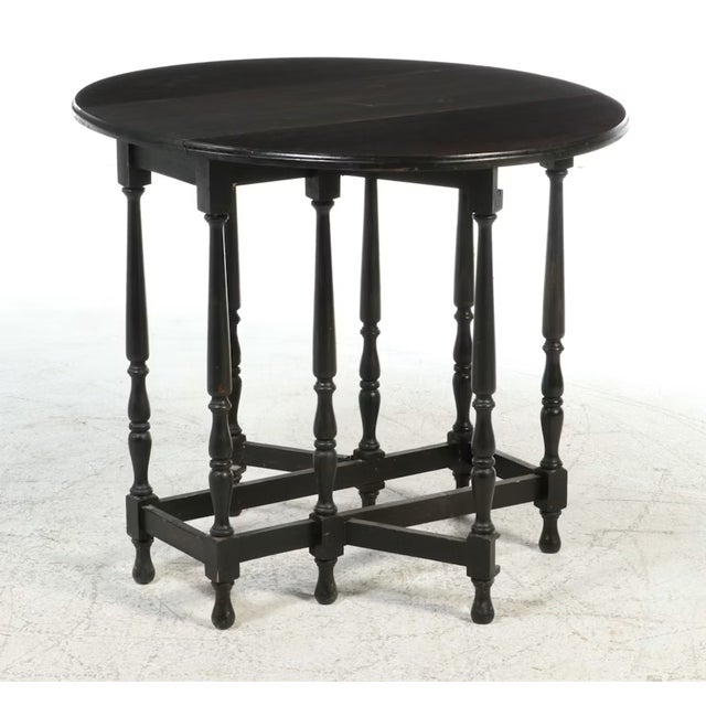 English Antique William & Mary Painted Wood Gate-Leg Table With Turned Baluster Legs For Sale - Image 3 of 7