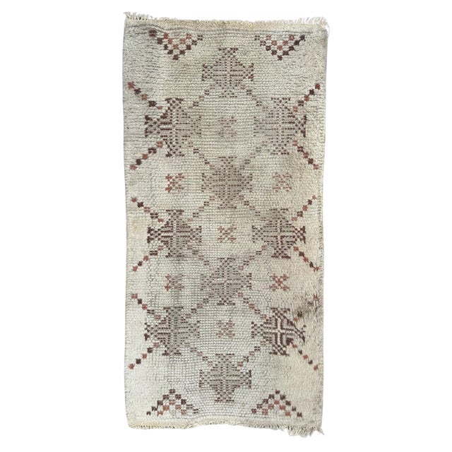 Small Moroccan Distressed Tribal Rug, 1940s For Sale