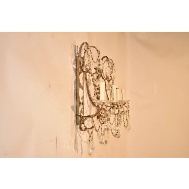 Gold Pair of Italian Mirrored Wall Sconces, Circa 1960's For Sale - Image 8 of 12