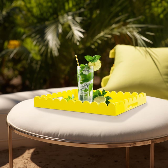 Rectangular Scalloped Riviera Tray - Yellow For Sale - Image 9 of 10