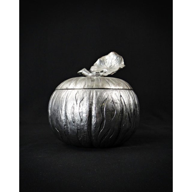 Mid-Century Modern Vintage Silver Metal Pumpkin Ice Bucket by Mauro Manetti, 1970s For Sale - Image 3 of 13
