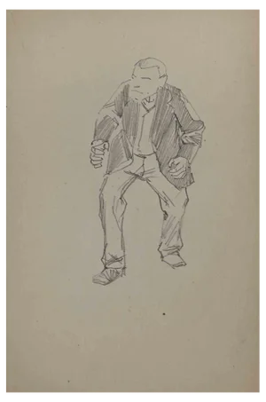 Pierre Georges Jeanniot, Man, Original Drawing, Early 20th Century