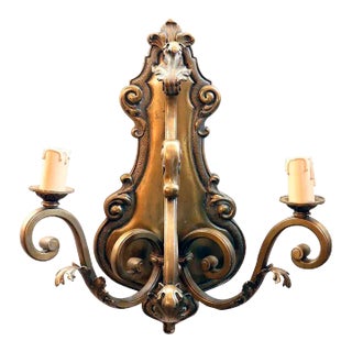 French Baroque Revival Bronze Two-light Wall Sconce Light For Sale