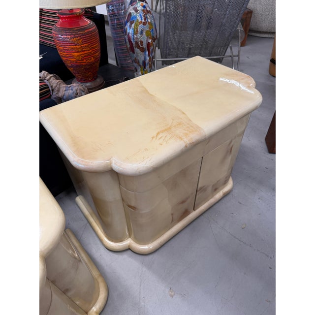 1980s Enrique Garcel for Jimeco Goatskin Lacquered Night Stands, A Pair For Sale - Image 9 of 18