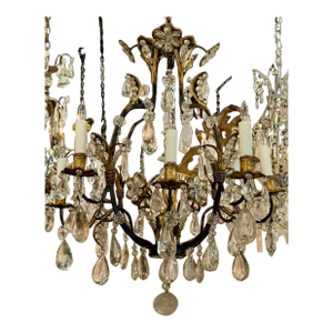 Vintage French Maison Bagues Bronze and Rock Crystal Chandelier