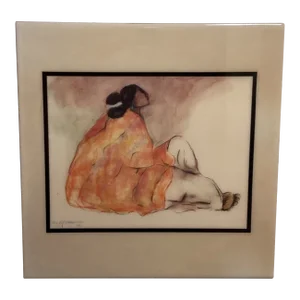 R.C.Gorman Ceramic Terracotta Glazed Tile Wall Art Decor, Circa 1977