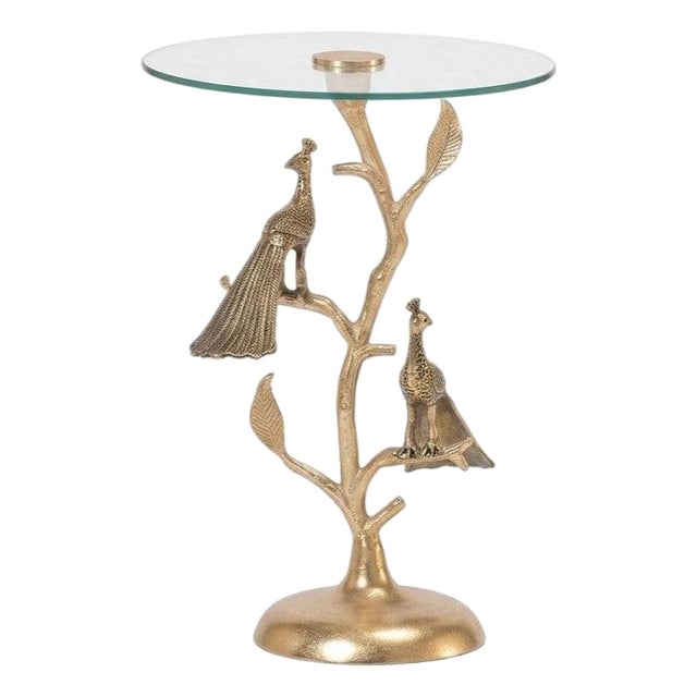 Denham Round Accent Table With Glass Top by Loomlan For Sale