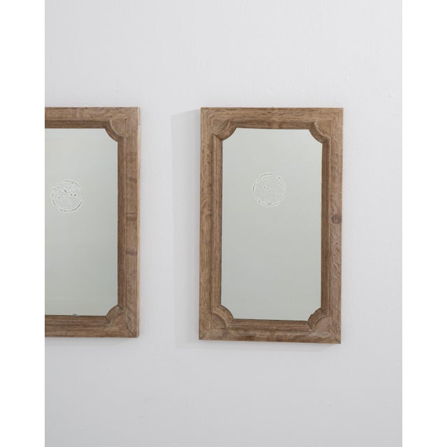 Circa 1900 French Pair of Oak Wall Mirrors For Sale - Image 10 of 11