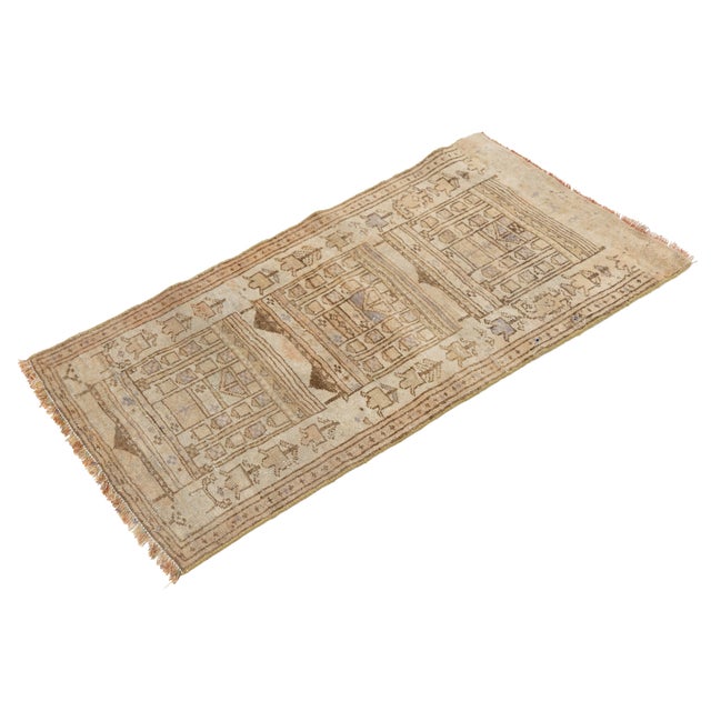 Sand Mid-Century Neutral Tribal Wool Area Rug – Hand-Knotted Neutral Vintage Accent For Sale - Image 8 of 8