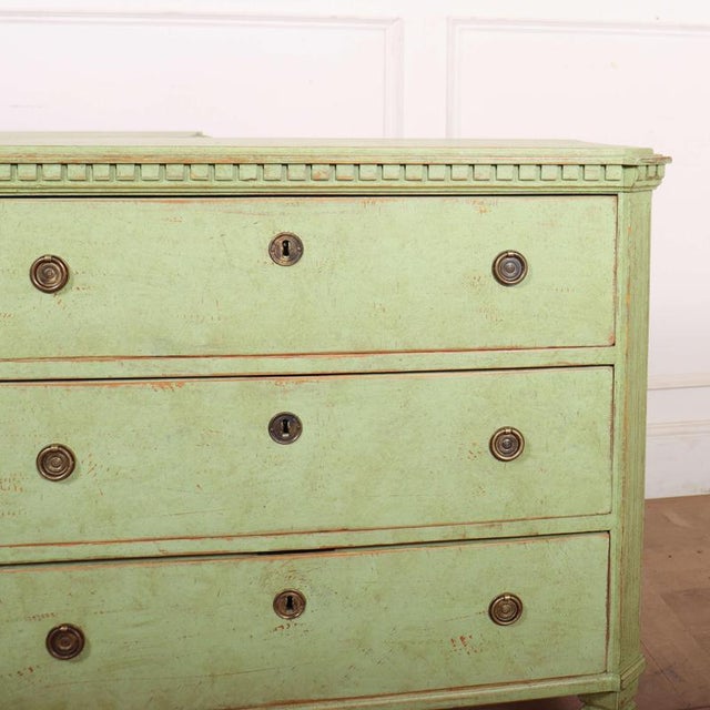Good pair of 19th C decorative Swedish pine 3 drawer commodes. 1880 This piece is designed in the style of the selected...