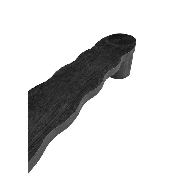 Sculptural Teak Wood Bench, Modern Organic, Burnt Finish For Sale - Image 6 of 7