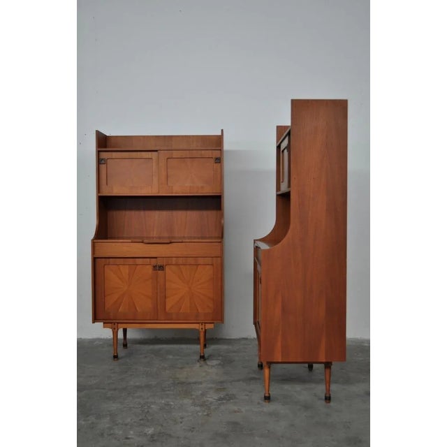 Tan Mid-Century Italian Rosewood Cabinets, 1960s, Set of 2 For Sale - Image 8 of 10